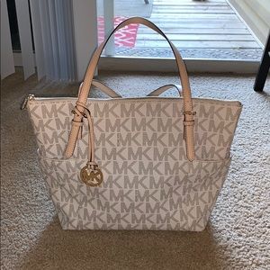 White/brown Michael Michael Kors purse